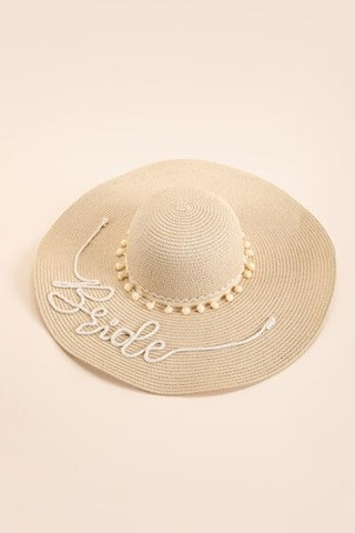 Bride Pom Pom Band Floppy Hat | Francesca's
