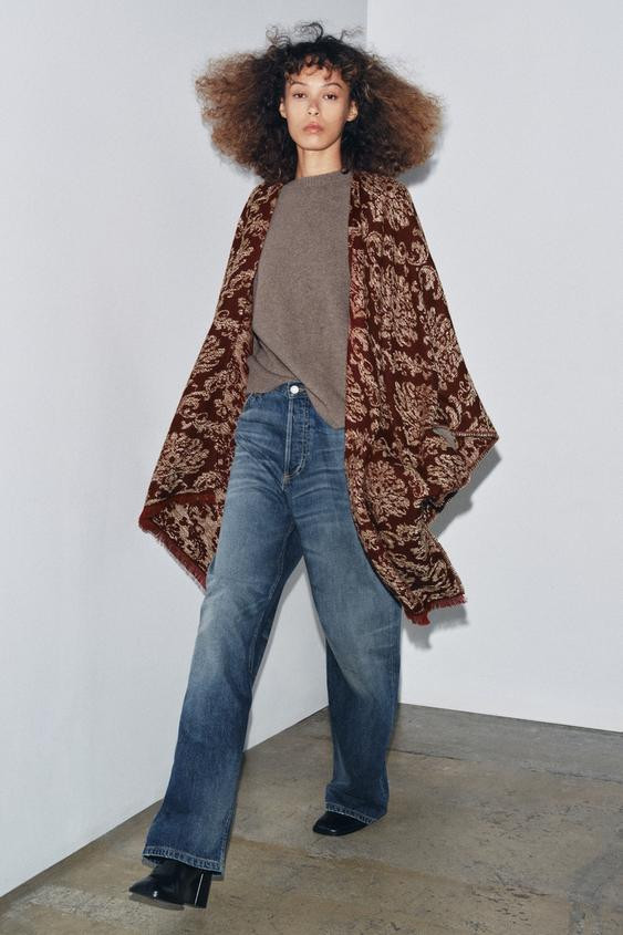 JACQUARD LONG CAPE | Zara US