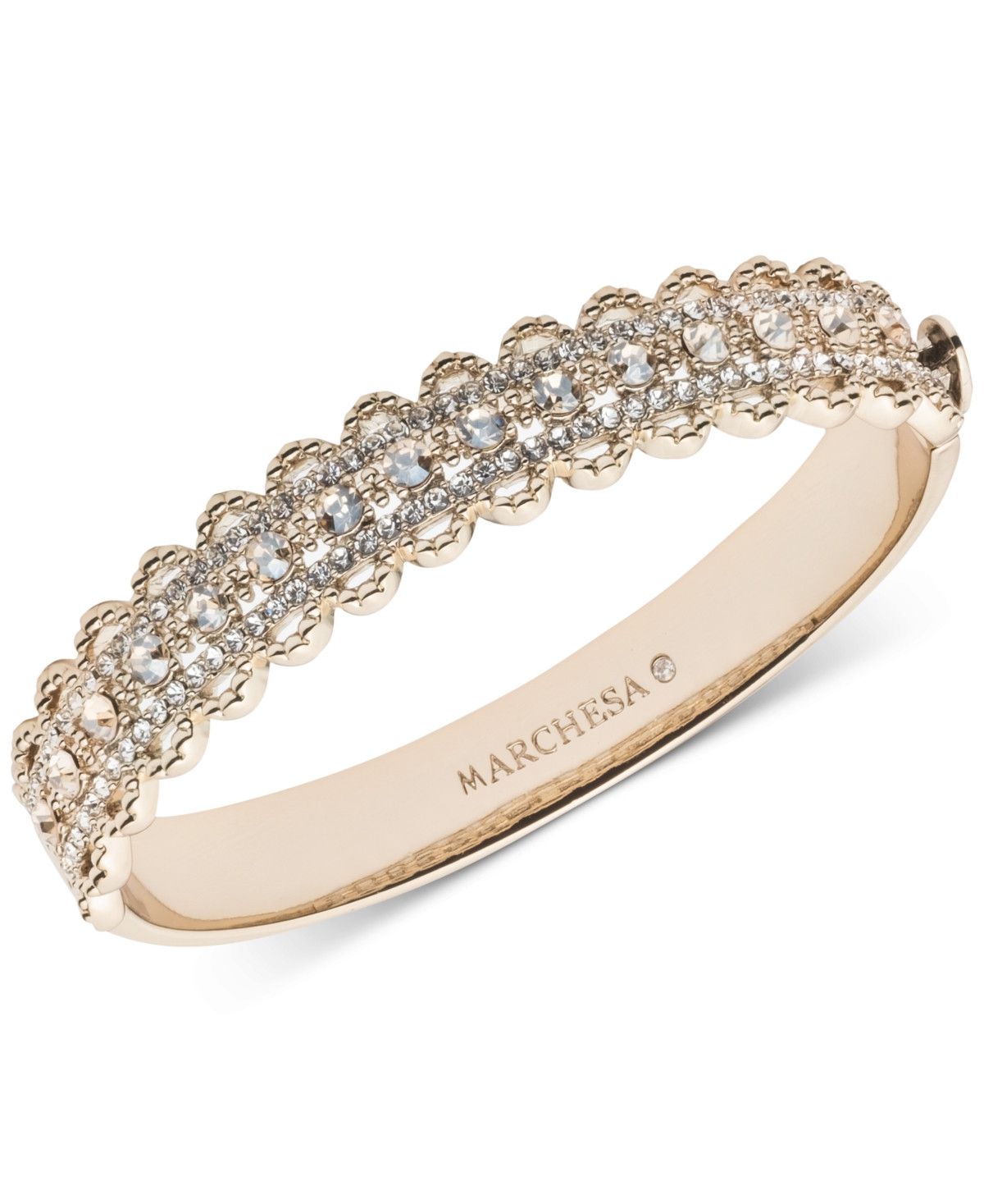 Marchesa Gold-Tone Crystal Filigree Bangle Bracelet - Gold | Macy's