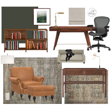This home office is a classic. You can’t go wrong with green and cognac mixed with dark wood  

#LTKhome