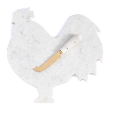 Rooster Platter And Cheese Knife Set - White - Shiraleah | Target