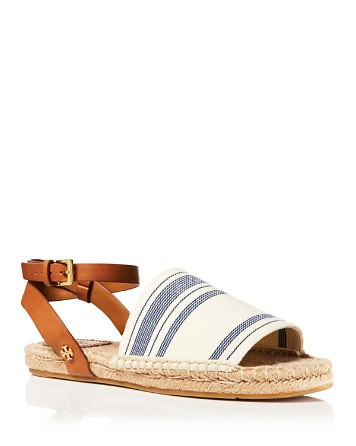 Tory Burch Espadrille Flat Sandals Striped Ankle Strap | Bloomingdale's (US)