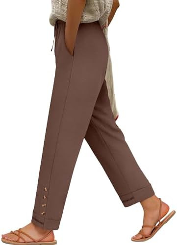 ANRABESS Womens Casual Cropped Pants, Drawstring Elastic Waist Ankle Trousers, Comfy for Lounge O... | Amazon (US)