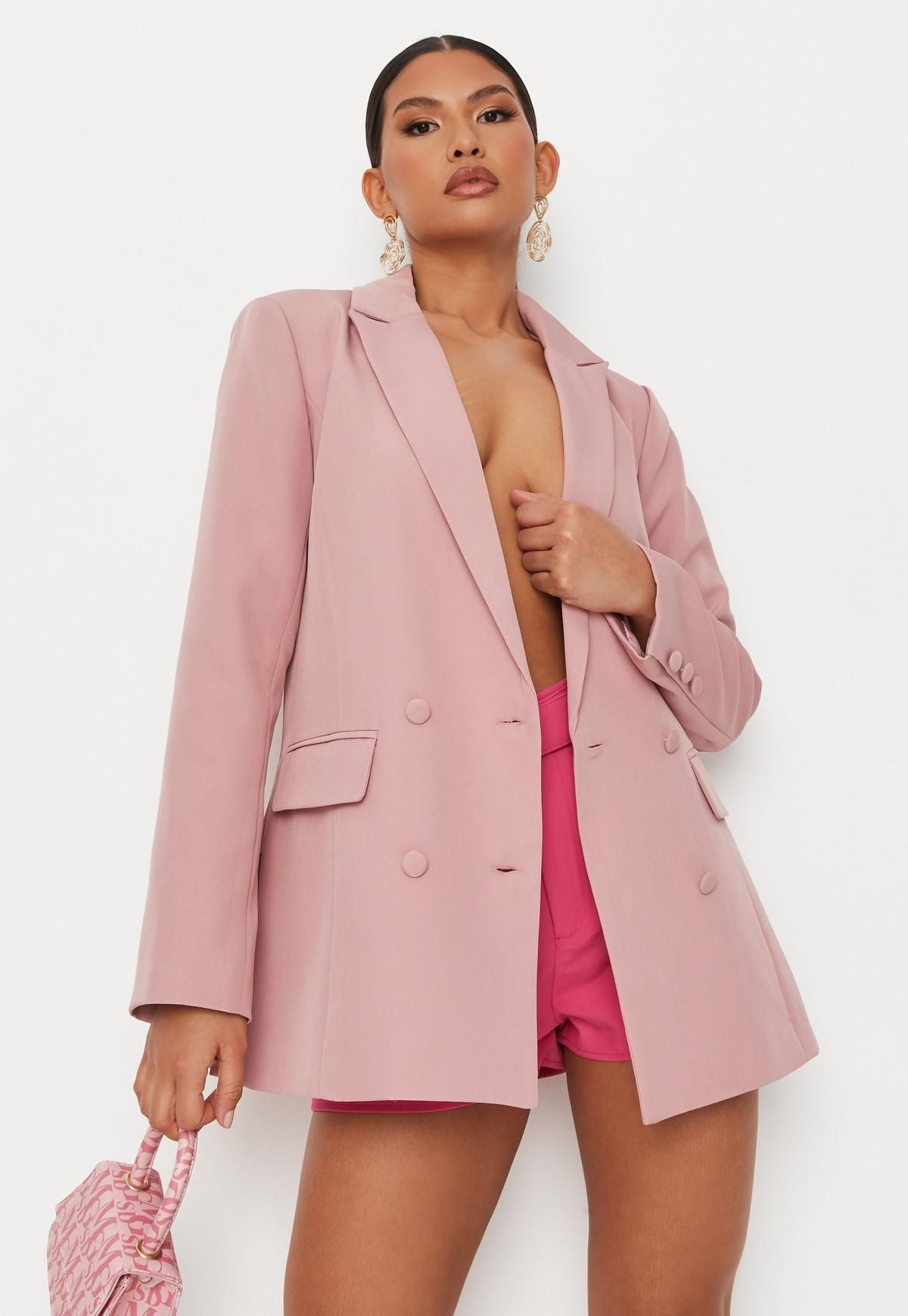 Dusky Pink Tailored Longline Blazer | Missguided (US & CA)