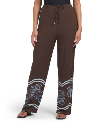 Linen Blend Seashells Cover-Up Pants For Women, Linen/Rayon | TJ Maxx