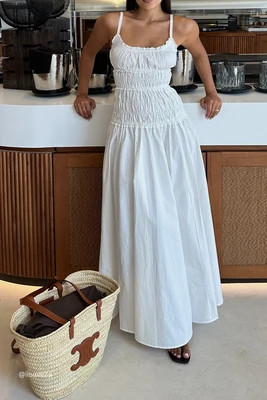 TOBY WHITE COTTON MIDI DRESS | DISSH