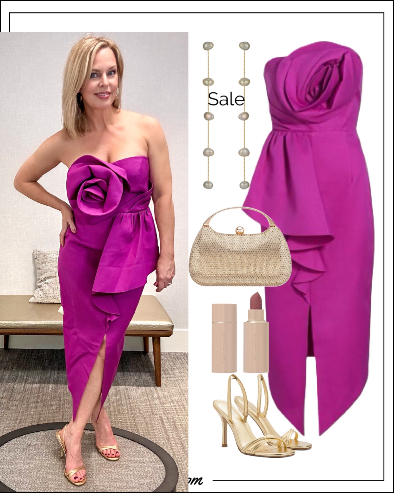 Now this is FUN! This dress made me feel so glamorous. Rosettes on everything are a big trend right now and this color is STUNNING! No way you won’t be complemented the night you wear this one. I sized up to accommodate my hips, FYI! 

#LTKparties #LTKover40 #LTKwedding