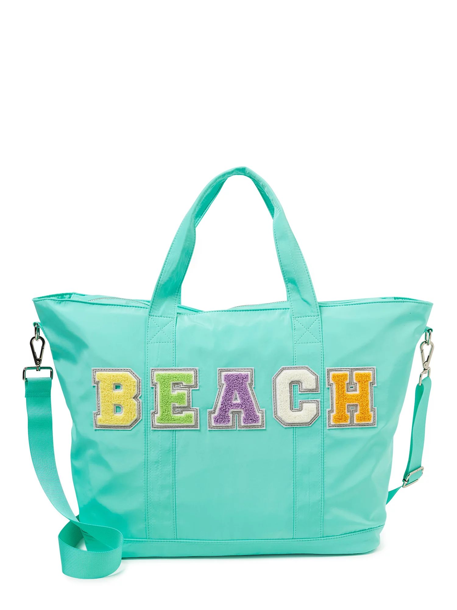 No Boundaries Women's Beach Tote Bag With 2-Piece Pouches Aqua Mint | Walmart (US)
