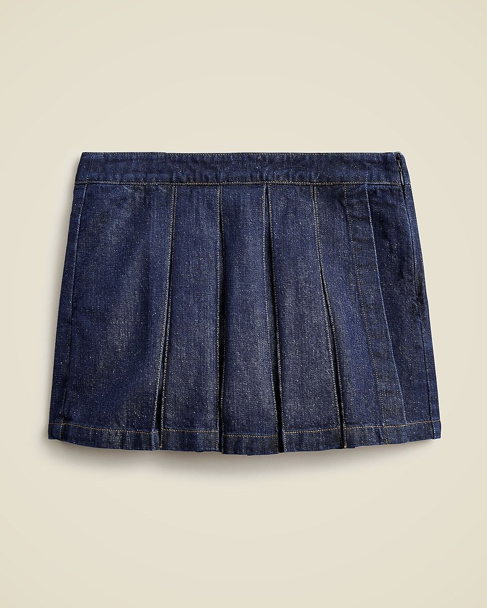 Pleated denim mini skort in Rinse wash | J. Crew US