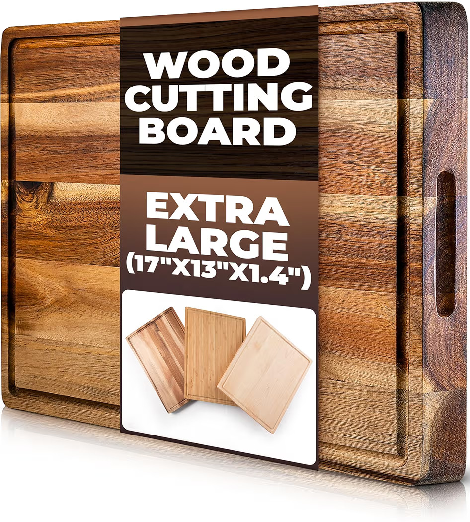 PREMIUM ACACIA Cutting Board & Professional Heavy Duty Butcher Block w/Juice Groove - Extra Large... | Amazon (US)