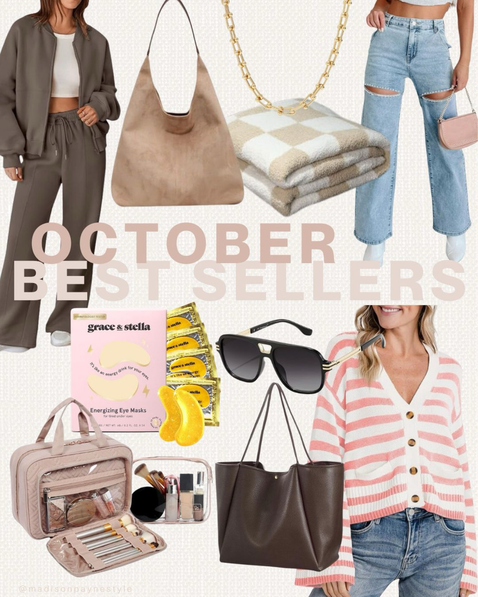 AMAZON best sellers 🥰 the hobo bag comes in a lot of colors🤎 love the two-piece set for traveling, and the totes matches perfectly ✈️ and the under eye masks and throw blanket are great gift ideas🎁

Amazon, 2 piece set, Amazon 2 piece set, hobo bag, blanket, jeans, travel, bagsmart, toiletry bag, under eye masks, beauty, skincare, sunglasses, tote, handbag, Amazon handbag, sweater, Madison Payne 

#LTKSeasonal #LTKFindsUnder50 #LTKStyleTip