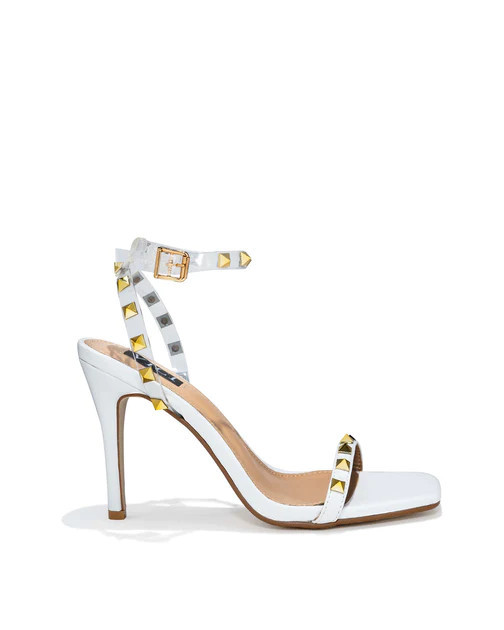 Olga Studded Square Toe Heel - White - FINAL SALE | VICI