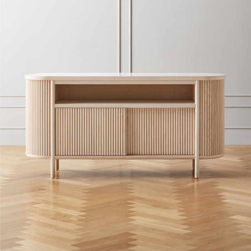Cypress Whitewashed Wood Credenza + Reviews | CB2 | CB2