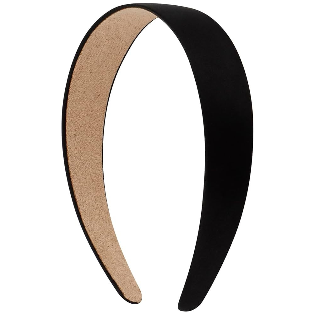 VELSCRUN Headbands for Women Girls 1.3 Inch Satin Black Headband Wide Head Bands for Women's Hair... | Amazon (US)