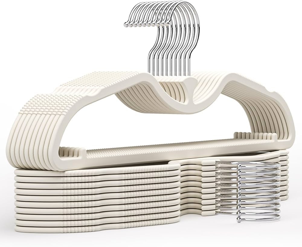 20 Pack Upgraded Short Neck Vertical Space Saver Hangers, 360 Degree Swivel Hooks, Non-Slip Hange... | Amazon (US)