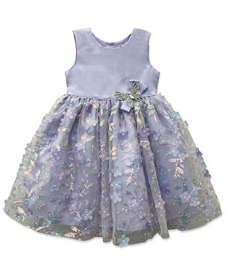 Girls' 2T-6X Mesh Flower Applique Sleeveless Dress | Macy's