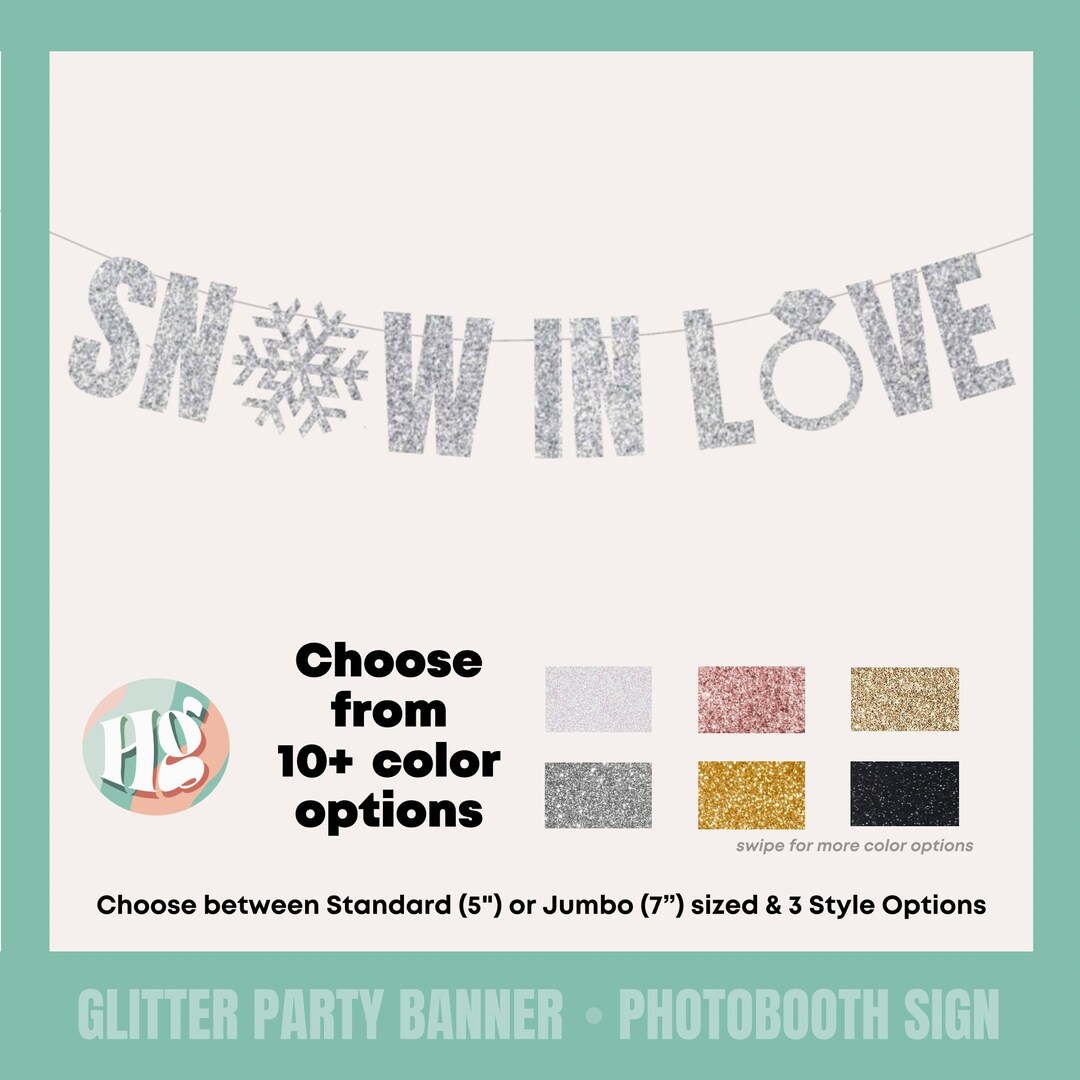 Snow in Love Winter Bachelorette Glitter Banner Skiing - Etsy | Etsy (US)