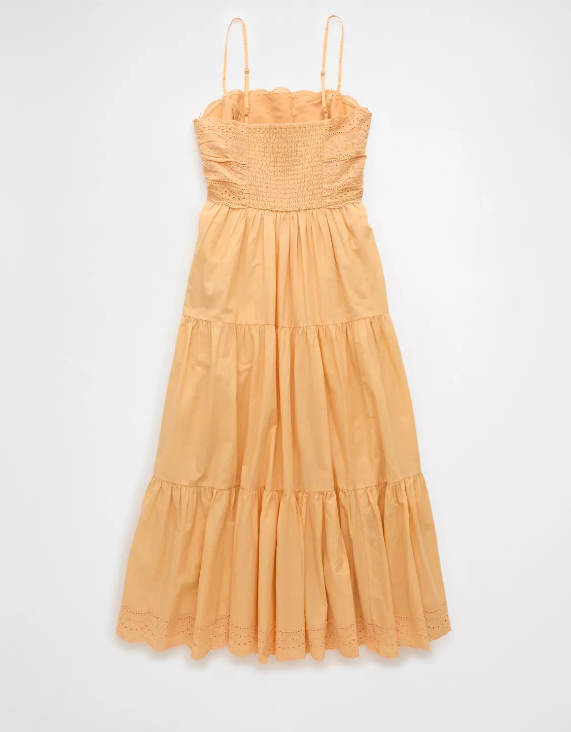AE Scalloped Tiered Midi Dress | American Eagle Outfitters (US & CA)