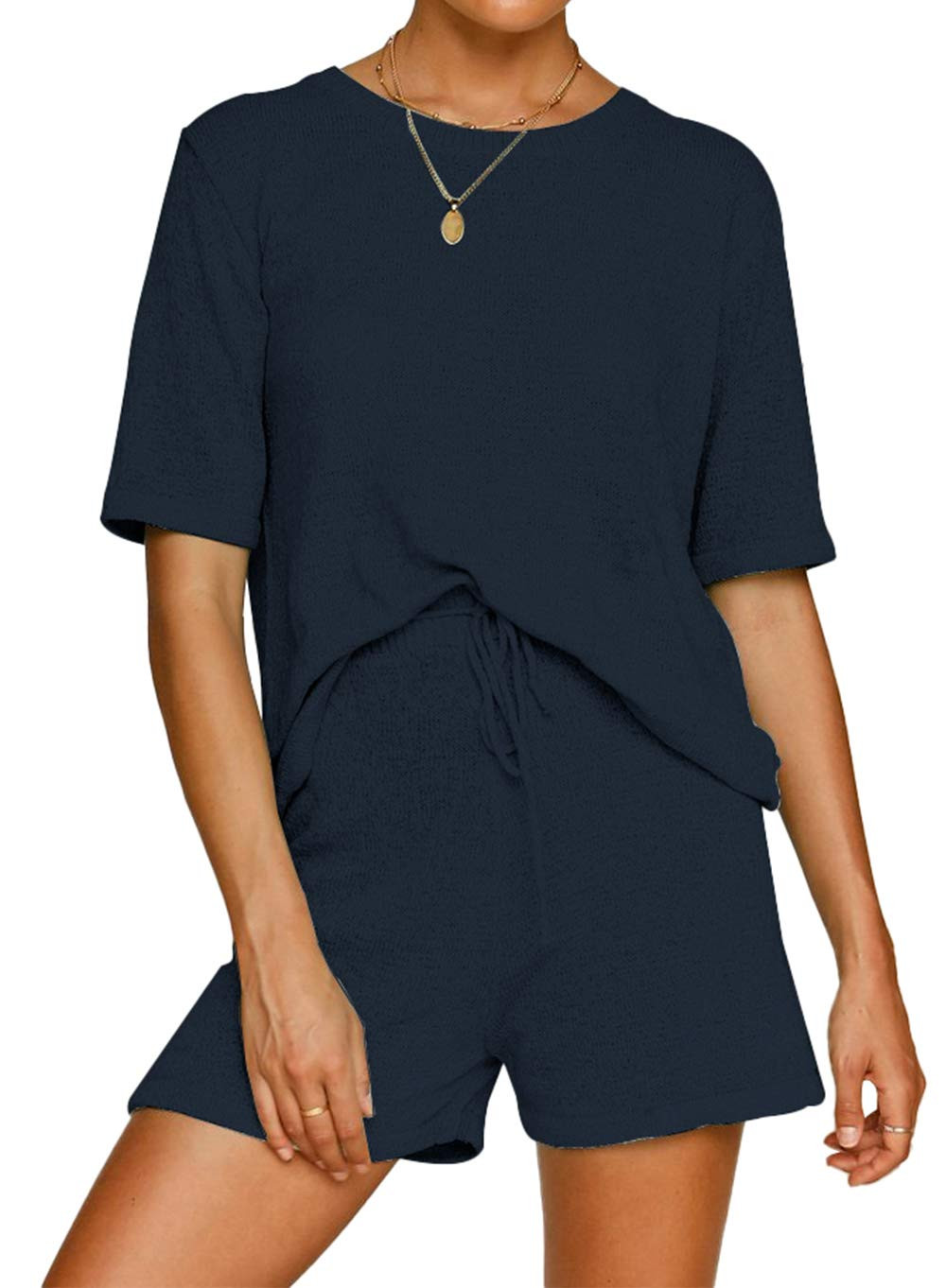 PRETTYGARDEN Women’s Casual Two Piece Outfits Sets Knit Short Sleeve Tops With Shorts Tracksuit... | Amazon (US)