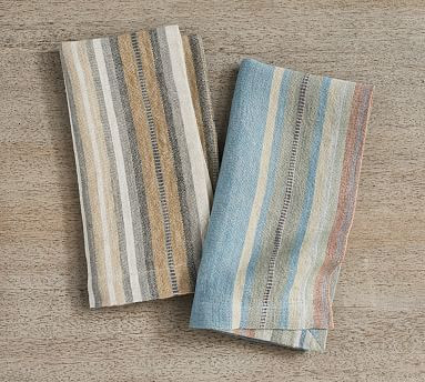 Lonnie Striped Linen Napkins - Set of 4 | Pottery Barn (US)
