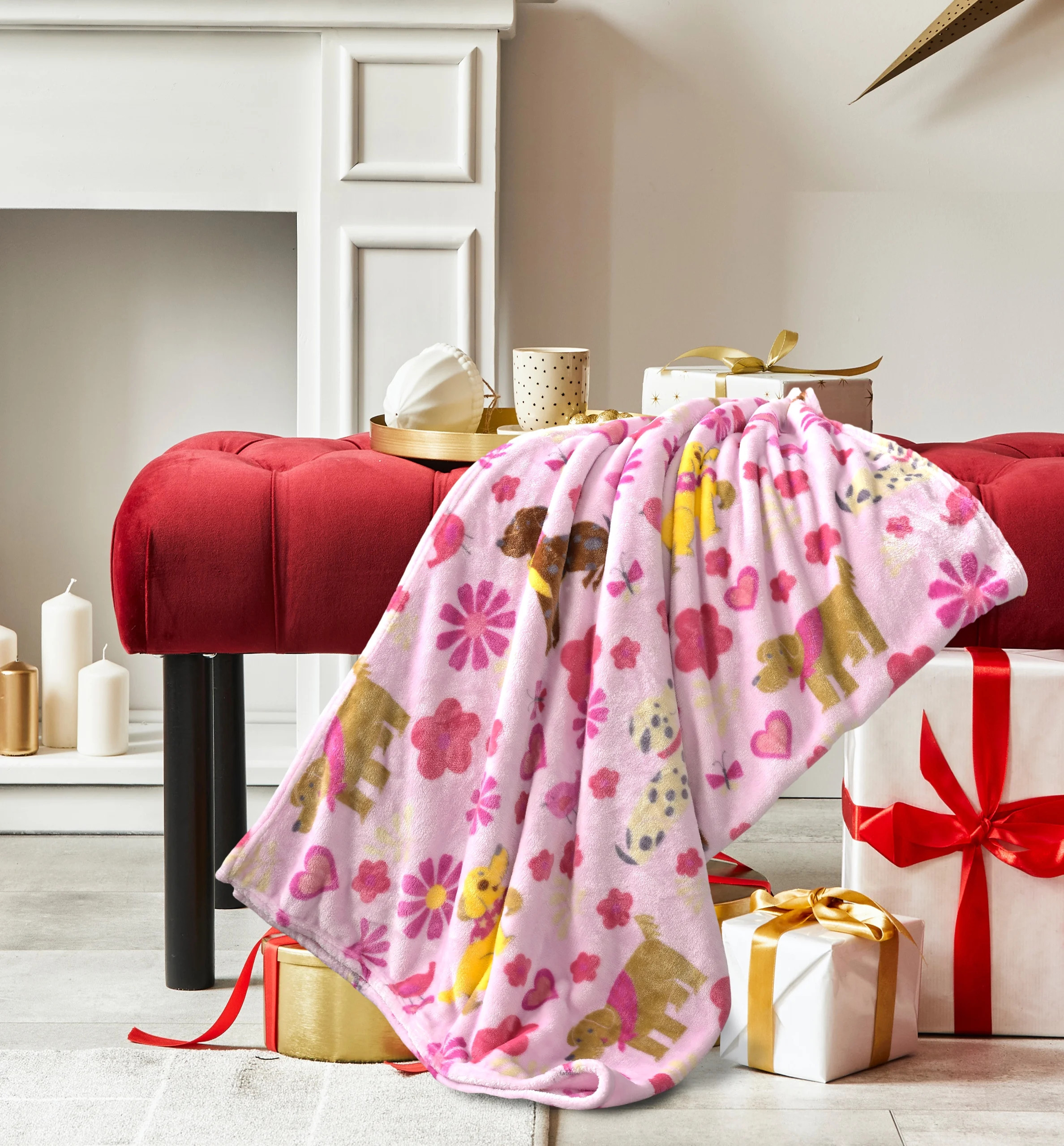 Way to Celebrate Super Soft Cozy Valentines Day Oversize Plush Throw Blankets, Dogs | Walmart (US)