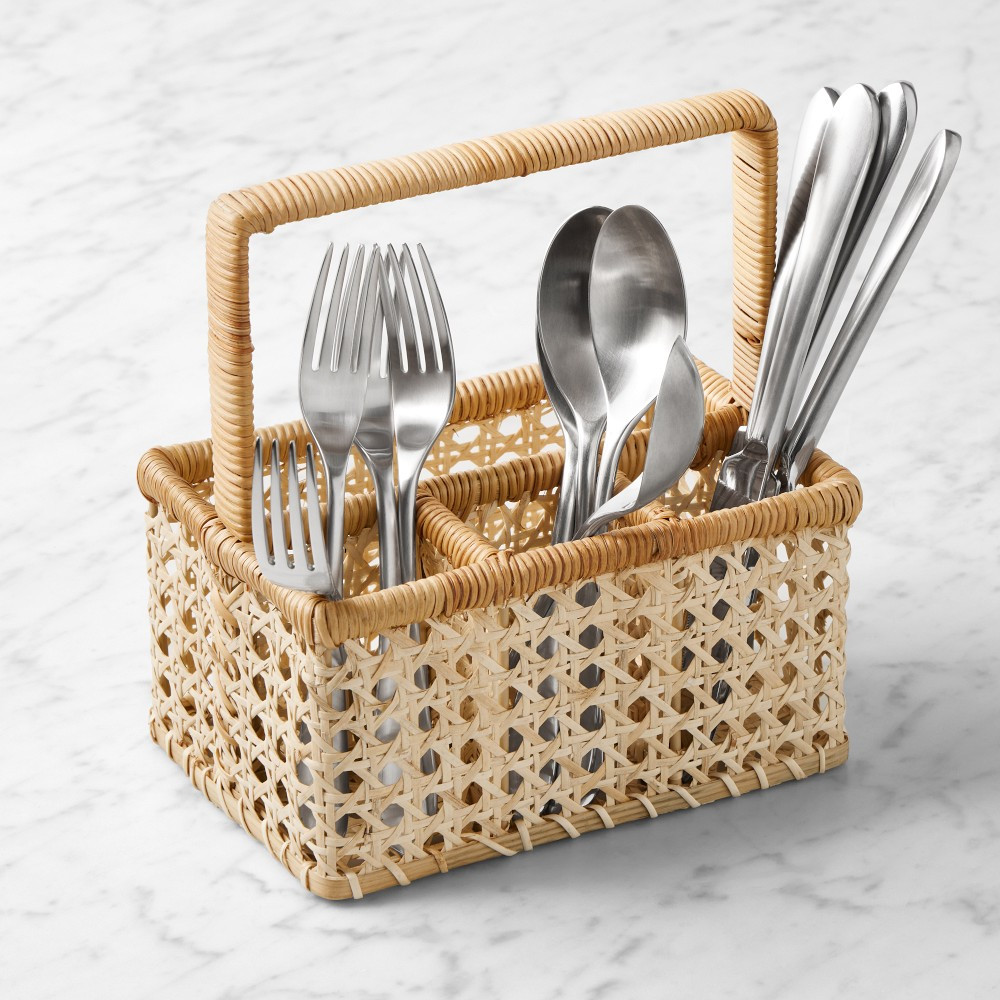 Two Tone Rattan Flatware Caddy | Williams-Sonoma
