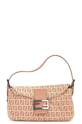 FWRD Renew Fendi Zucchino Baguette Shoulder Bag in Tan | FWRD | FWRD 