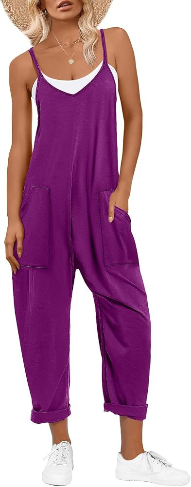 ANRABESS Jumpsuits for Women Casual Summer Overalls Sleeveless Spaghetti Strap Romper Jumpers Tre... | Amazon (US)