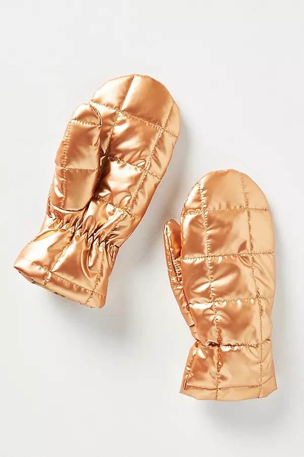 Maeve Shine Puffer Mittens | Anthropologie (US)