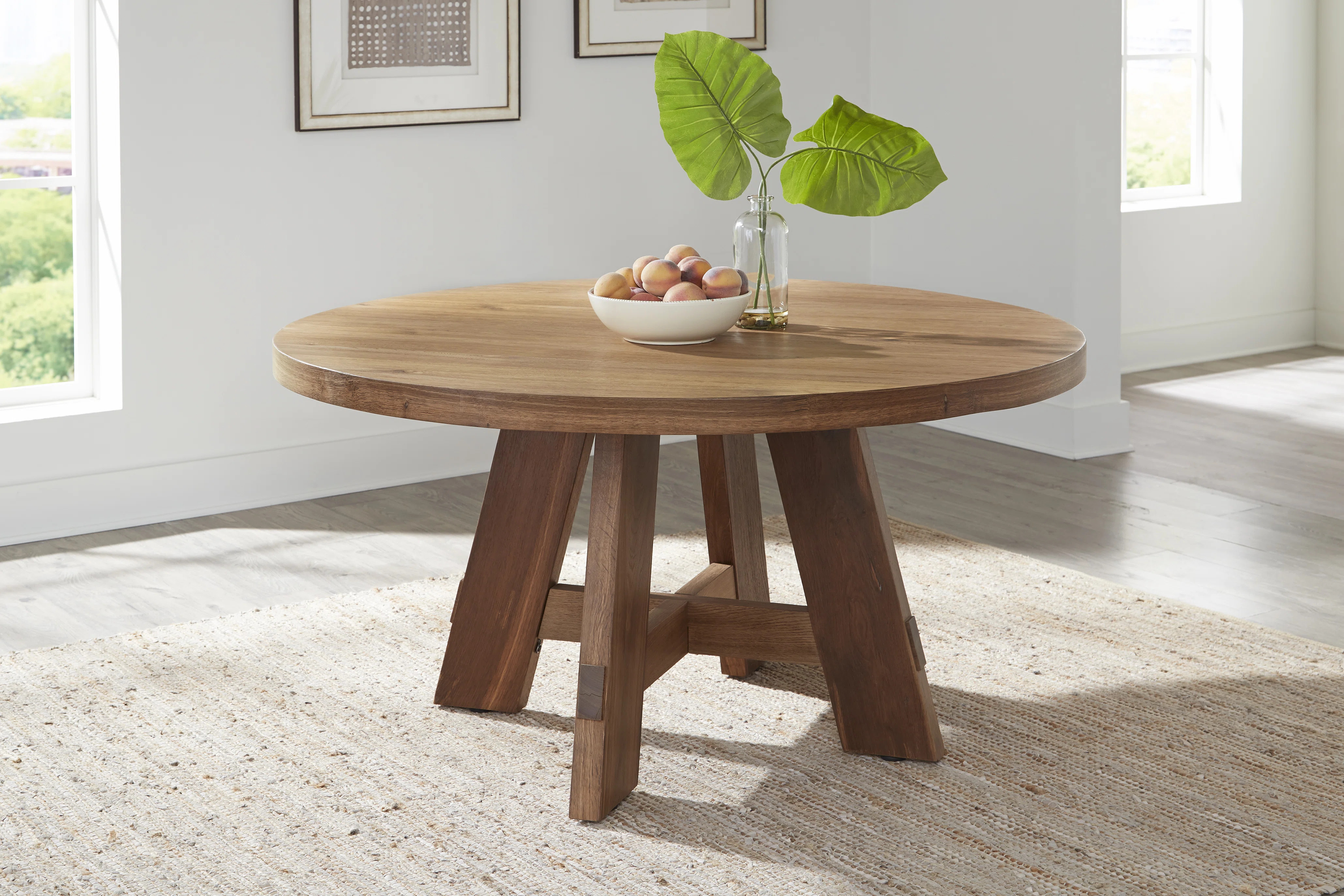 Round Wood Natural Oak Dining Table | Wayfair North America