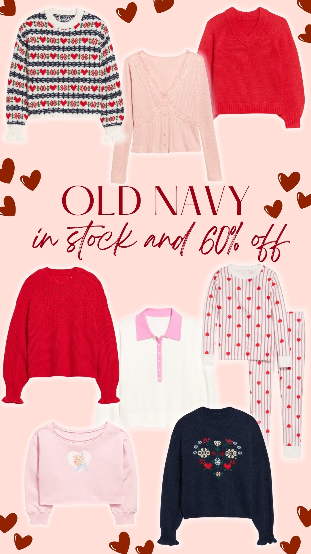 Old navy sale!  Cute sweaters for Valentines. 💌 

THEBLOOMINGNEST valentines sale old navy girls women sweater pajama shirts 

#LTKFindsUnder50 #LTKHoliday #LTKSaleAlert