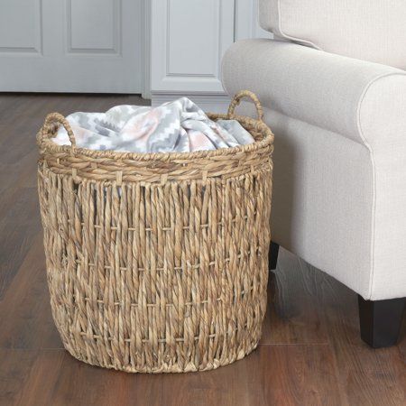 Household Essentials Tall Wicker Floor Basket with Handles | Walmart (US)