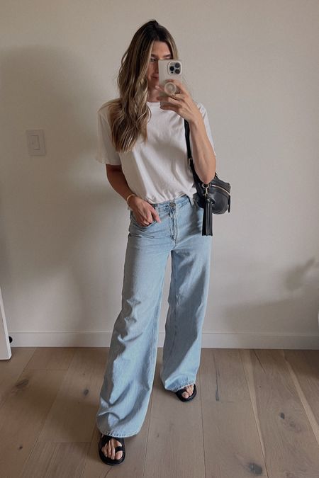 casual photog in training lewk. obsessed with these trouser jeans and new sandals (only $200!)

#LTKshoecrush #LTKstyletip