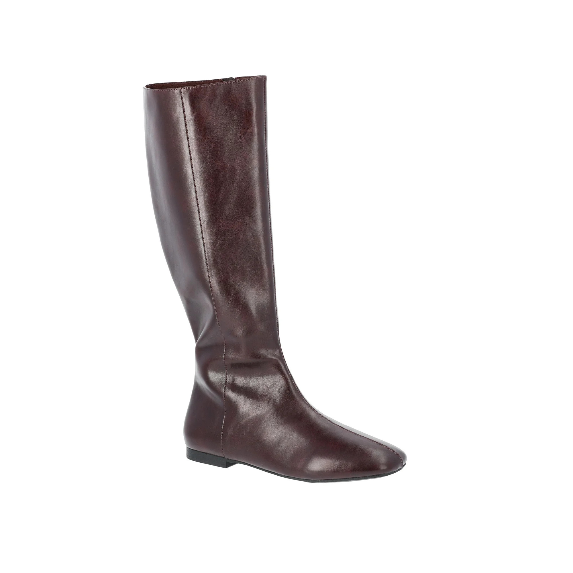 Time and Tru Women's Faux Leather Knee High Boots with Flat Heels | Walmart (US)