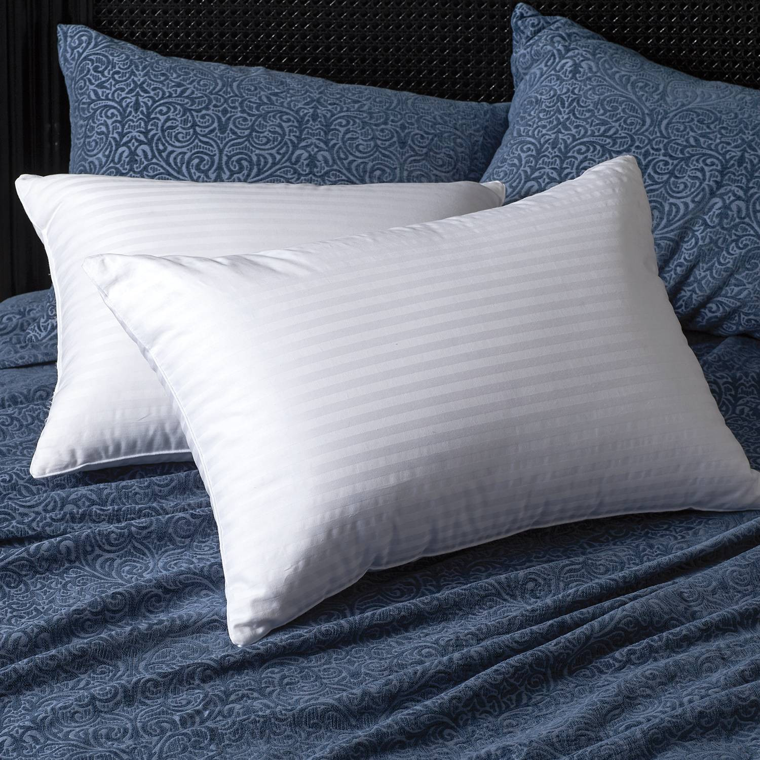 600 Fill Power White Goose Down Damask Stripe Pillow | Cuddledown