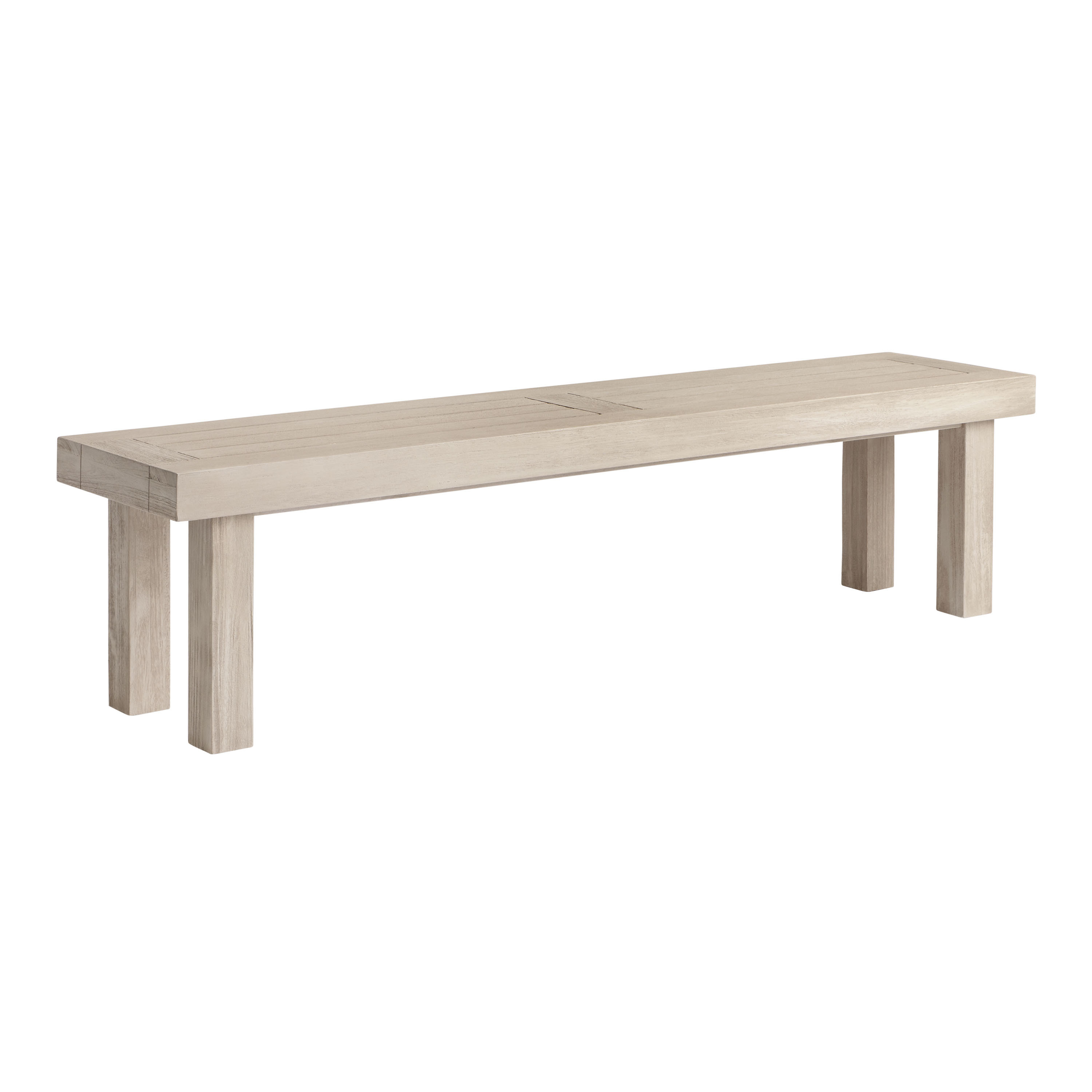 Mallorca Whitewash Eucalyptus Wood Outdoor Dining Bench | World Market
