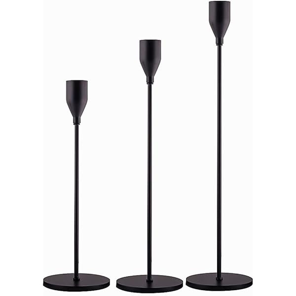 Anndason Set of 6 Black Candlestick Holders Black Candle Holder Taper Candle Holders Candle Holders  | Amazon (US)