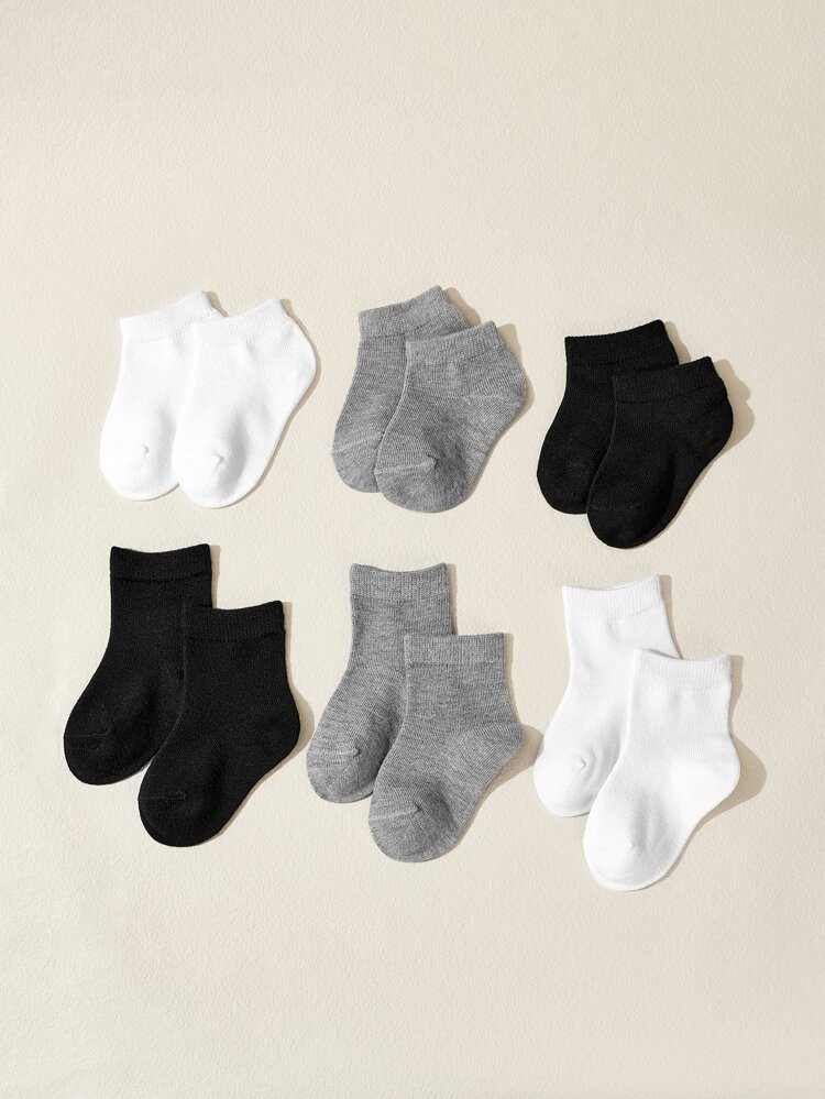 6pairs Baby Solid Socks | SHEIN