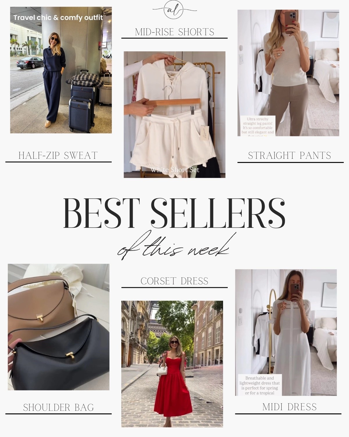 Best sellers of this week! 
Half zip sweat, mid-rise short, straight pants, shoulder bag, corset dress, midi dress

#LTKSeasonal #LTKootd #LTKU