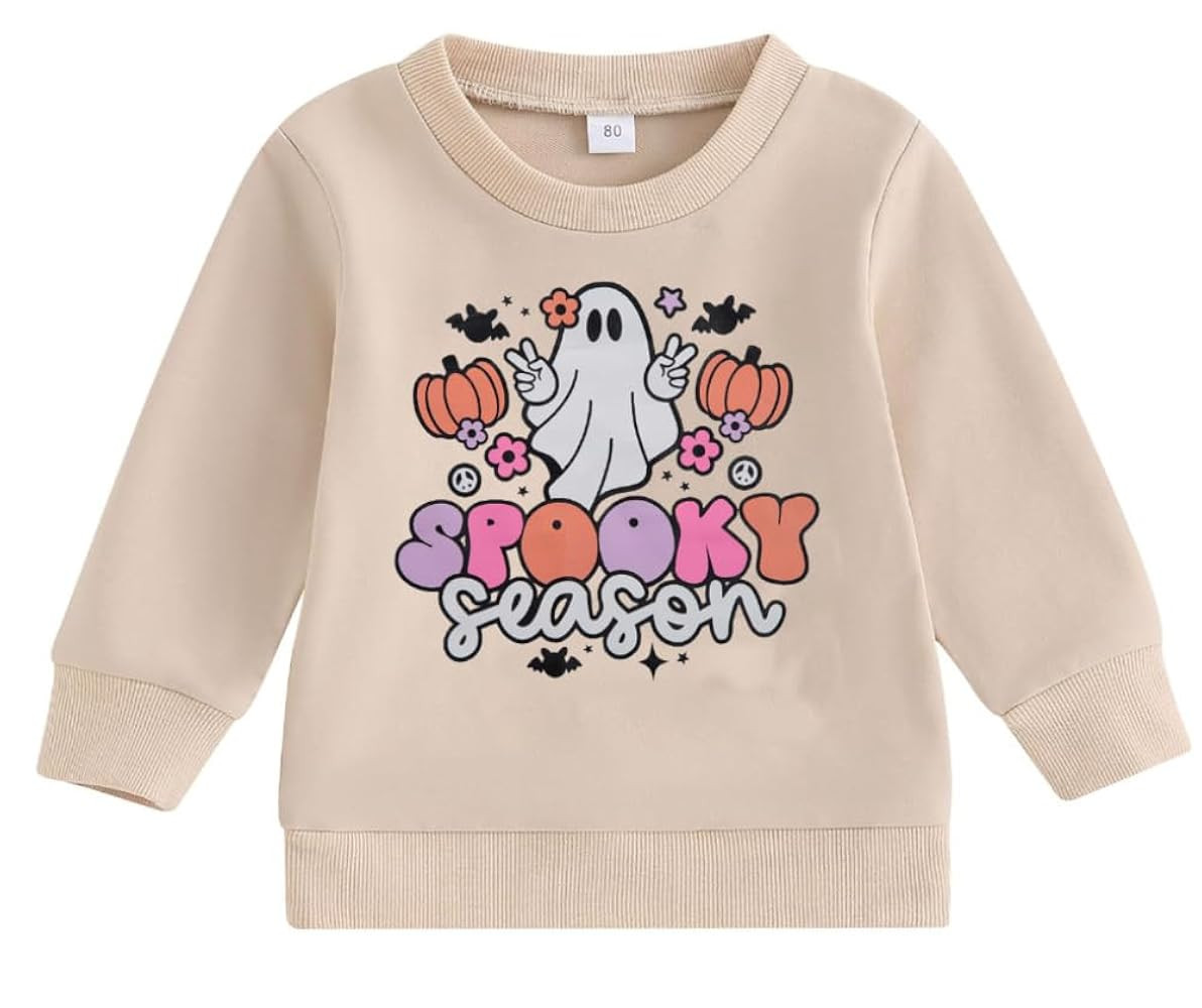 DUTUT Toddler Baby Halloween Sweatshirts Spooky Season Sweatshirt Ghost Face Crewneck Long Sleeve... | Amazon (US)