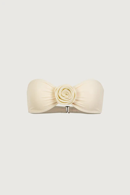 Rosette Bandeau Top (Faux Suede Cream/Cream) | SAME