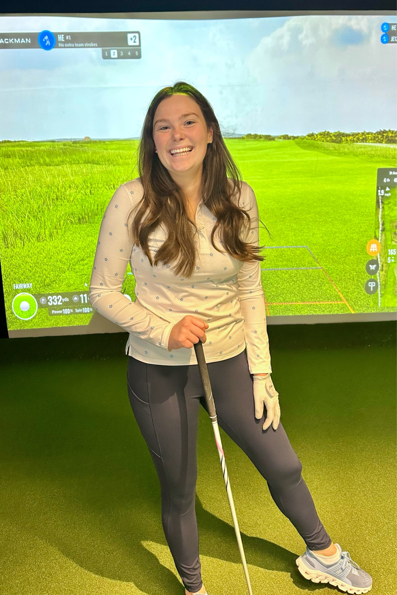 Golf Simulator Lesson Outfit-
GFore Long sleeve polo
Pearl studs
Lululemon legging
on Cloud Sneaker

#LTKfitness #LTKtravel #LTKfindsunder100