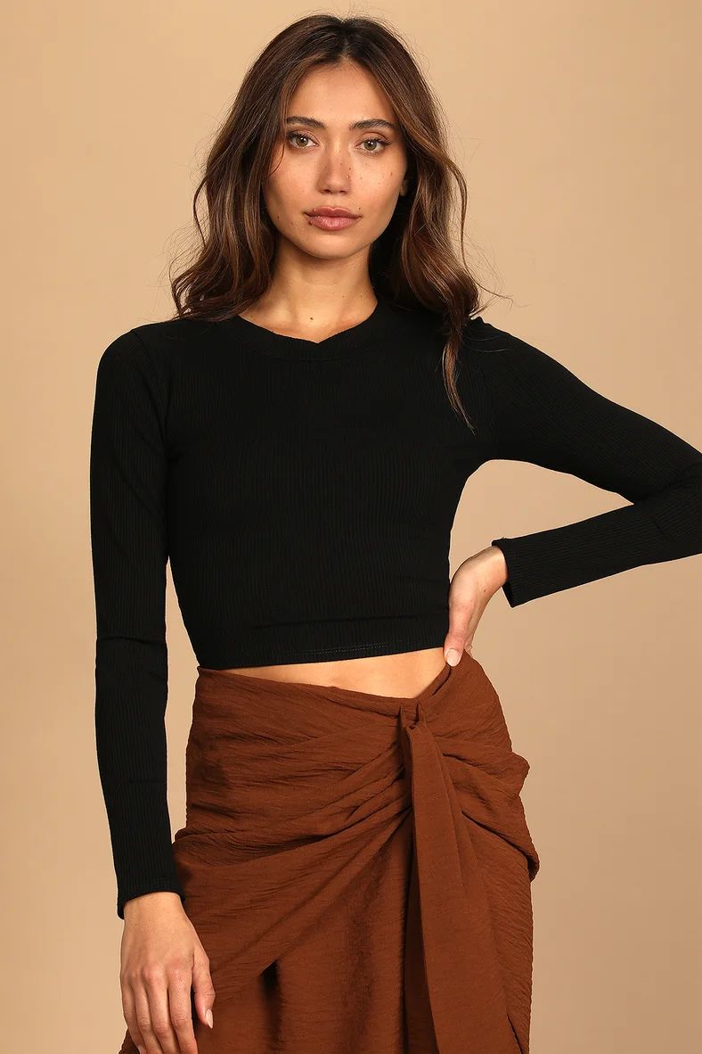 Twist on the Trend Black Ribbed Cutout Back Long Sleeve Top | Lulus (US)