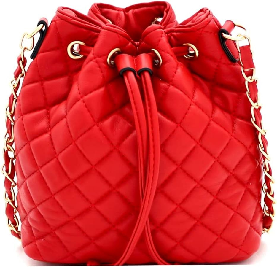 Trendeology Casual Soft PU Leather Drawstring Small 2 Way Bucket Shoulder Bag Crossbody | Amazon (US)