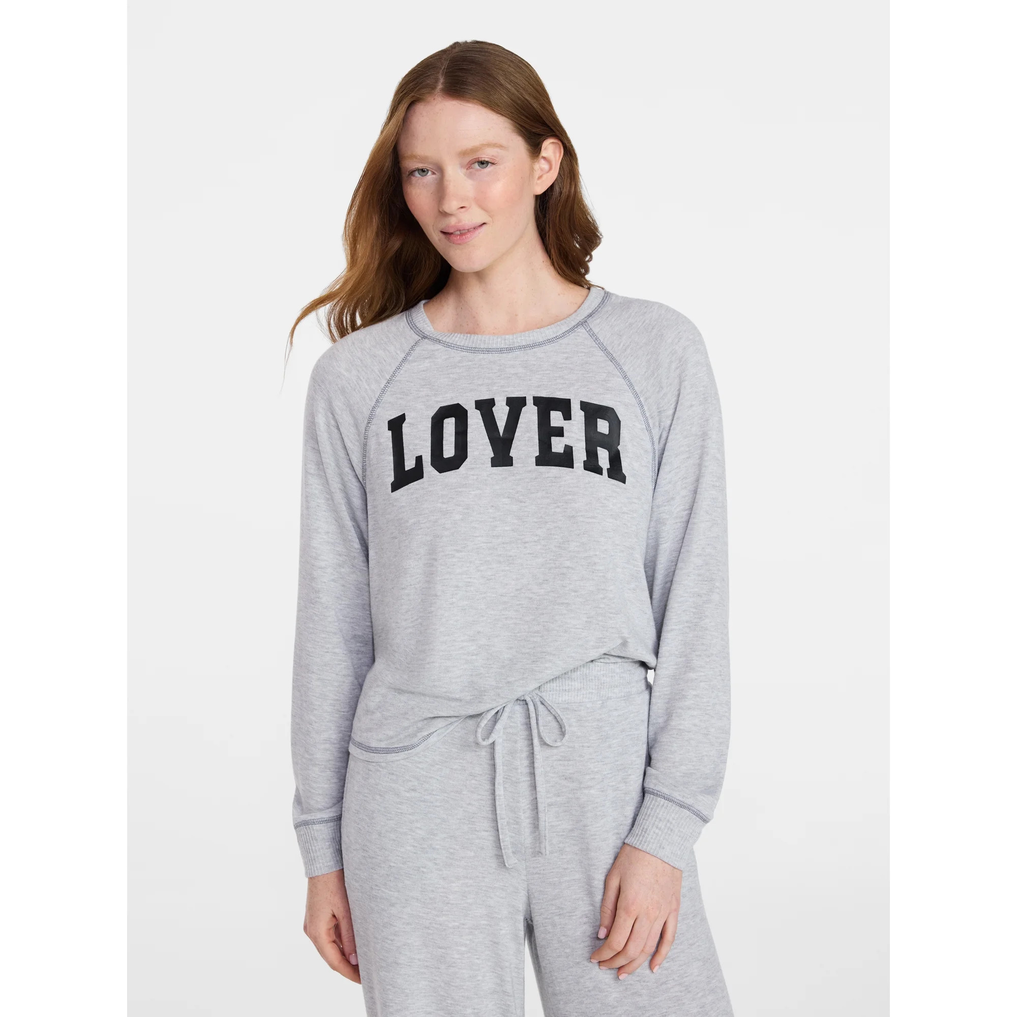 Joyspun Women's Cozy Lounge Collection Hacci Knit Long Sleeve Sleep Top, Sizes XS-3X | Walmart (US)