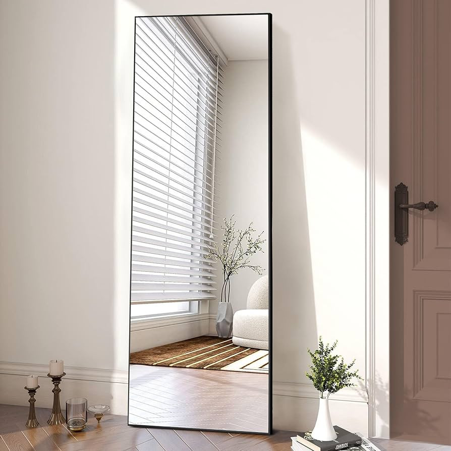 OLIXIS Full Length Mirror with Stand, Full Length Mirror for Bedroom, Cloakroom, Living Room, Alu... | Amazon (US)