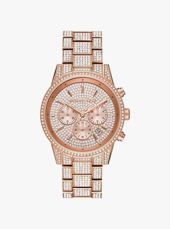 Ritz Pavé Rose Gold-Tone Watch | Michael Kors US