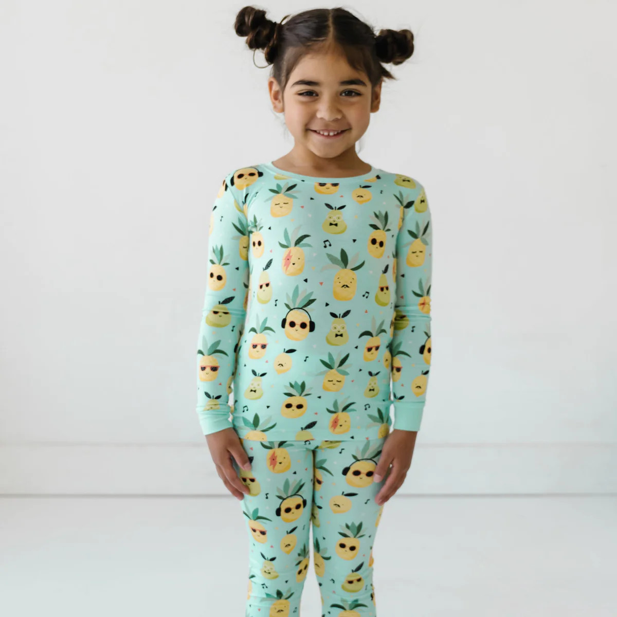 Pineapple Jams Two-Piece Bamboo Viscose Pajama Set | Little Sleepies