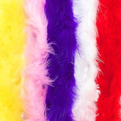 5PCS 6.6ft Colorful Feather Boa Turkey Party Feather Craft Woman Girl Dress Up Turkey Feather Str... | Amazon (US)