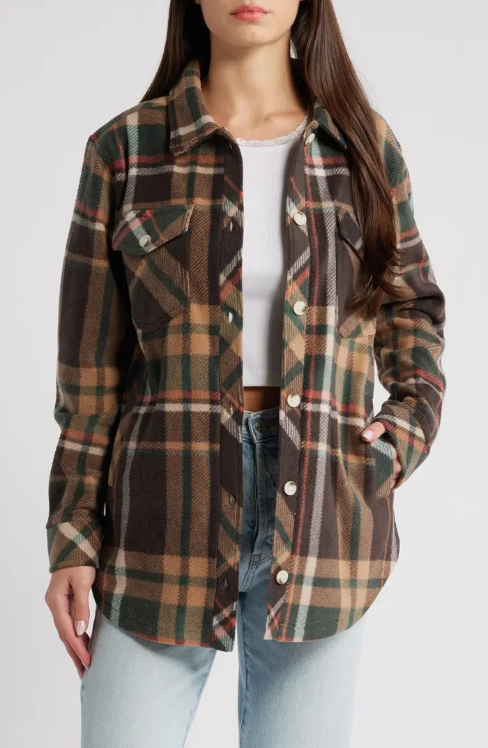 Plaid Polar Fleece Shacket | Nordstrom